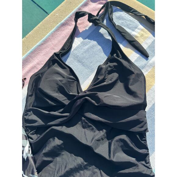 NWOT, Floral High Waist Bikini Bottoms + Black Halter Tankini Top - Size XL - Picture 11 of 11